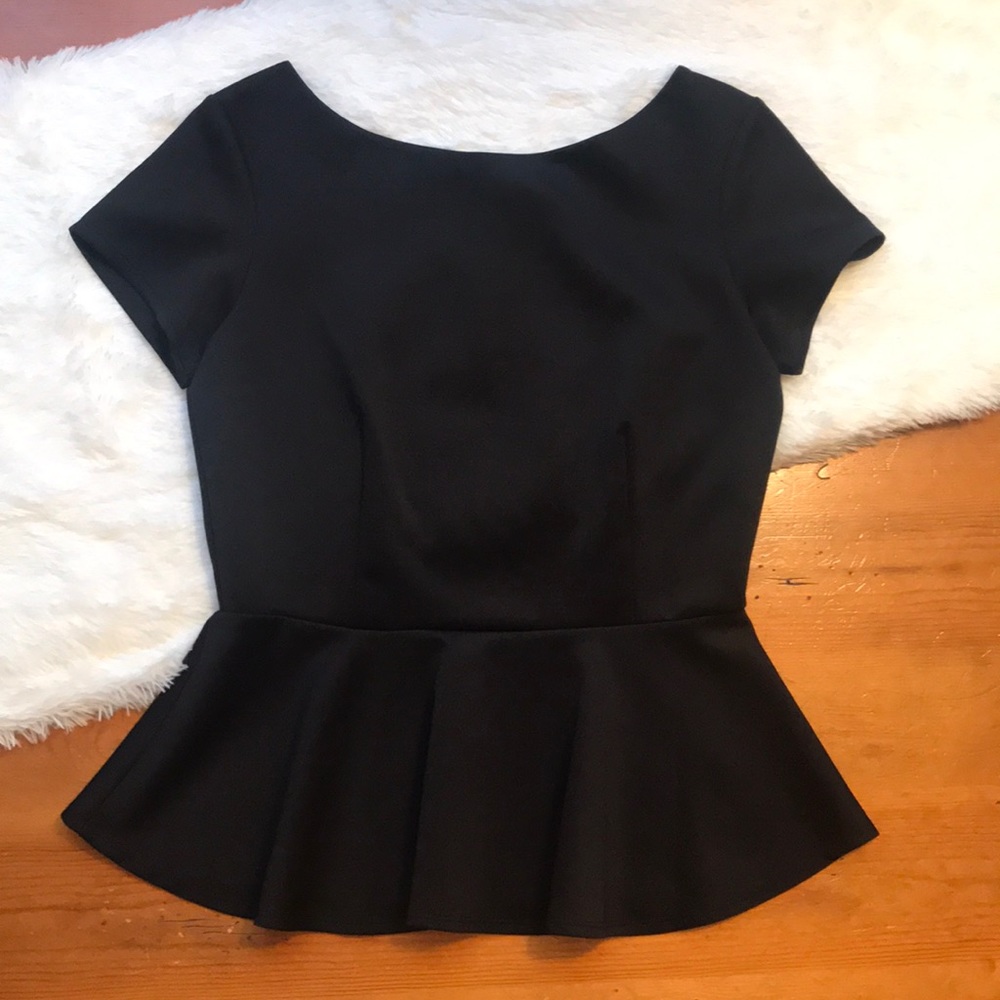 Black structured Peplum blouse